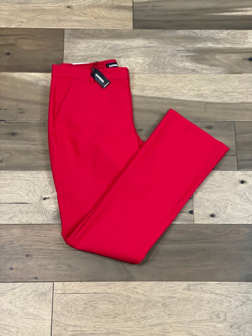 Express Columnist Barely Boot Stretch Red Trouser Pants Size 12L New With Tag